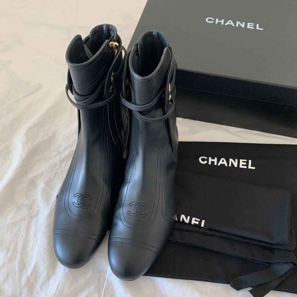 Brand new in box Chanel calf skin boots size 37